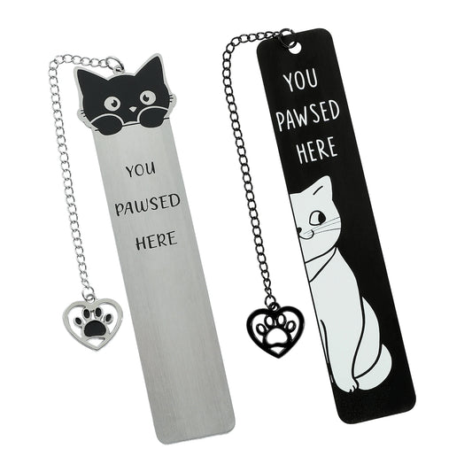 Marcador de metal de gato de dibujos animados, lindos marcadores de metal con borla, suministros de oficina de lectura para amantes de los libros de amantes de los gatos