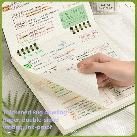 El cuaderno elegante presenta un diseño cuadrado vintage, un formato de hojas sueltas cómodo para sujetar y incluye páginas de cuadrícula desmontables.