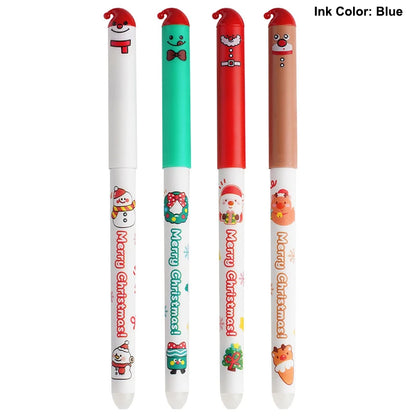 Bolígrafo de gel borrable, 0,5 mm, tinta azul y negra, dibujos animados, Halloween, Navidad, bolígrafos para firma, útiles escolares, regalos para estudiantes, 4 piezas