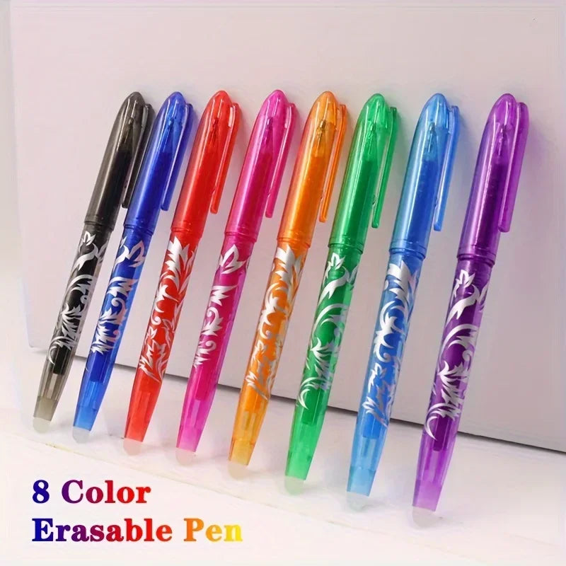 Bolígrafo de Gel borrable, multicolor, punta de 0,5mm, pintura, escritura, dibujo, escuela, negro, azul, rojo, rosa, naranja, verde, morado, azul claro, 8/4 Uds.