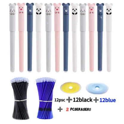 Bolígrafo de Gel borrable, bolígrafo de Gel térmico de fácil frotar, juego de borrador de dibujos animados bonito con borrador sin residuos, punta de bolígrafo de 0,5mm, 20ml, varias opciones de juegos