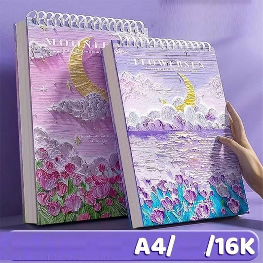 Cuaderno de bocetos profesional A4: papel ultragrueso, cuaderno diario de pintura de 16K, material escolar de arte esencial, ideal para lápiz Sket