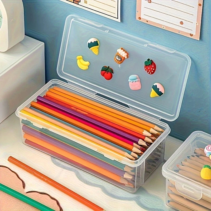 Caja de lápices de PP, organizador de papelería multifunción, suministros escolares para oficina, Kits de cajas de bolígrafos, 1/2 Uds.