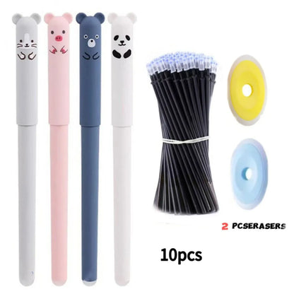 Bolígrafo de Gel borrable, bolígrafo de Gel térmico de fácil frotar, juego de borrador de dibujos animados bonito con borrador sin residuos, punta de bolígrafo de 0,5mm, 20ml, varias opciones de juegos