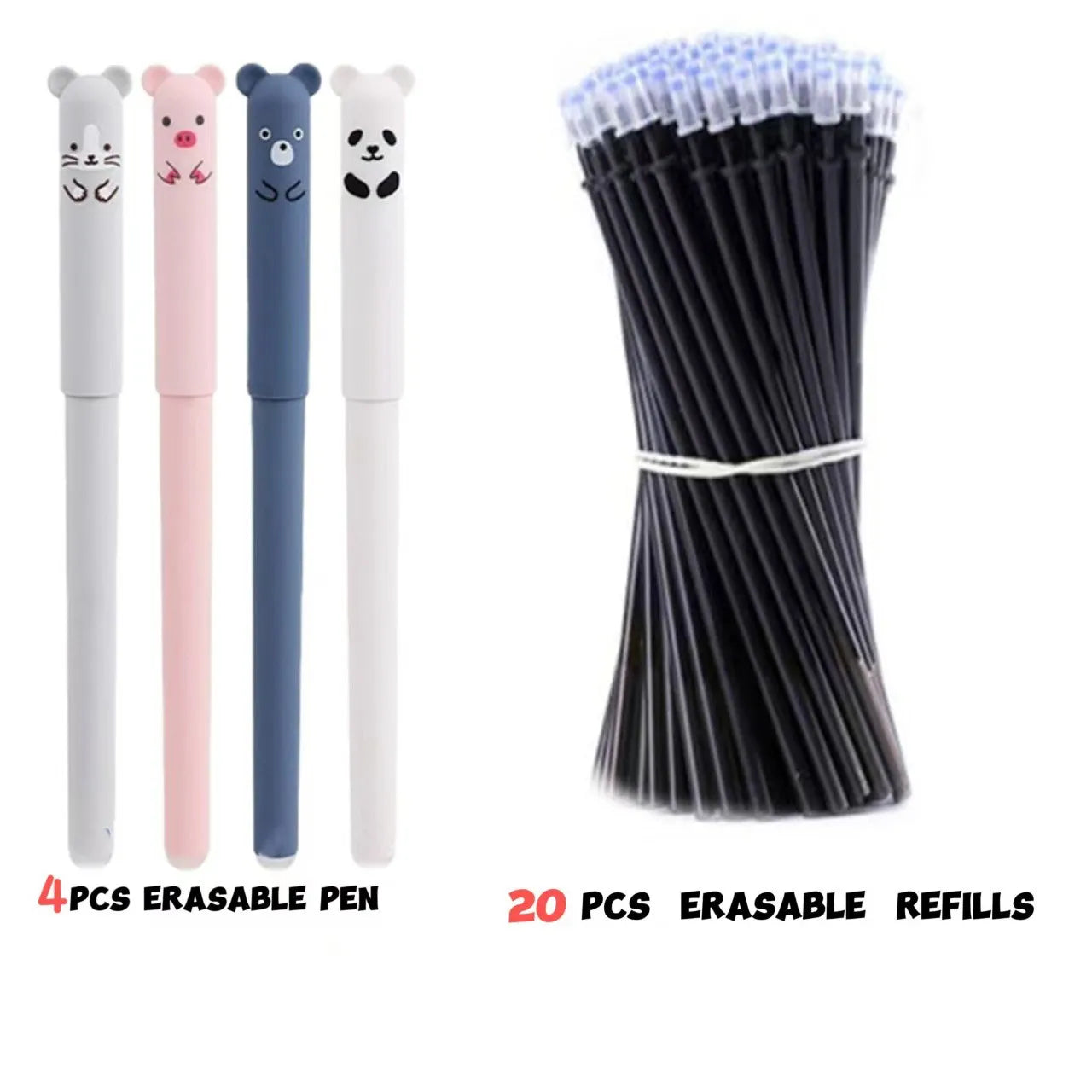 Bolígrafo de Gel borrable, bolígrafo de Gel térmico de fácil frotar, juego de borrador de dibujos animados bonito con borrador sin residuos, punta de bolígrafo de 0,5mm, 20ml, varias opciones de juegos