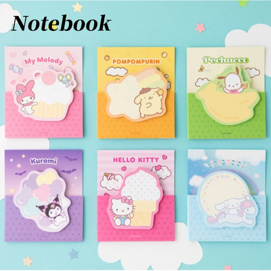 Sonido de moda Sanrio kawaii papelería notas post-it de doble capa notas de oficina de hello kitty notas adhesivas kuromi coreano