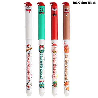 Bolígrafo de gel borrable, 0,5 mm, tinta azul y negra, dibujos animados, Halloween, Navidad, bolígrafos para firma, útiles escolares, regalos para estudiantes, 4 piezas